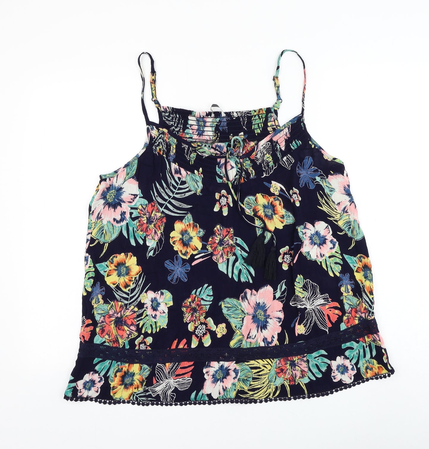 George Womens Blue Floral Viscose Camisole Tank Size 14 V-Neck