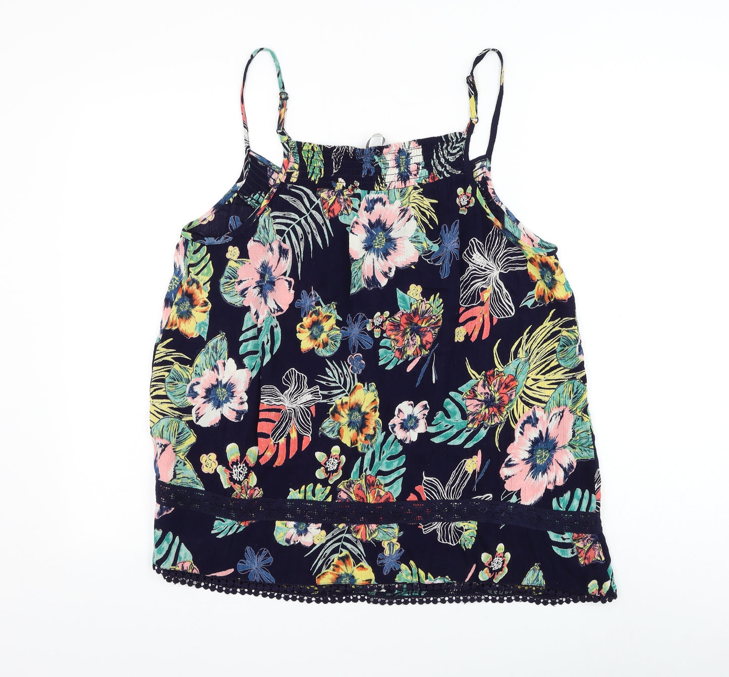 George Womens Blue Floral Viscose Camisole Tank Size 14 V-Neck
