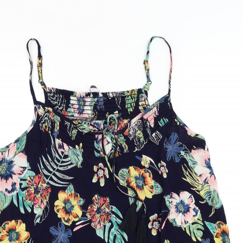 George Womens Blue Floral Viscose Camisole Tank Size 14 V-Neck