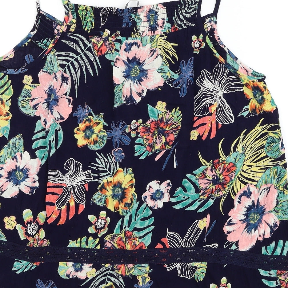 George Womens Blue Floral Viscose Camisole Tank Size 14 V-Neck