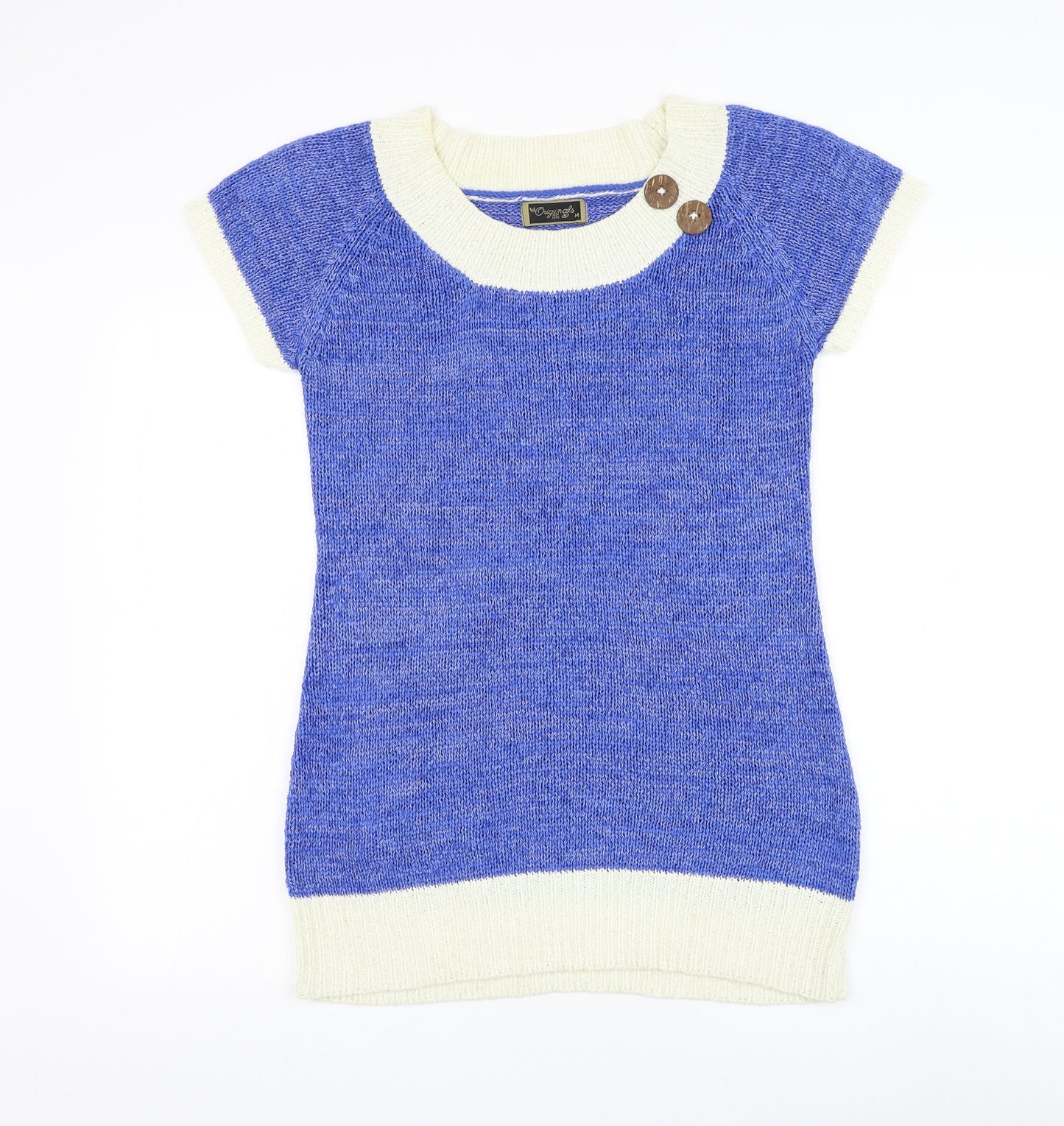 Originals Womens Blue Scoop Neck Acrylic Pullover Jumper Size M