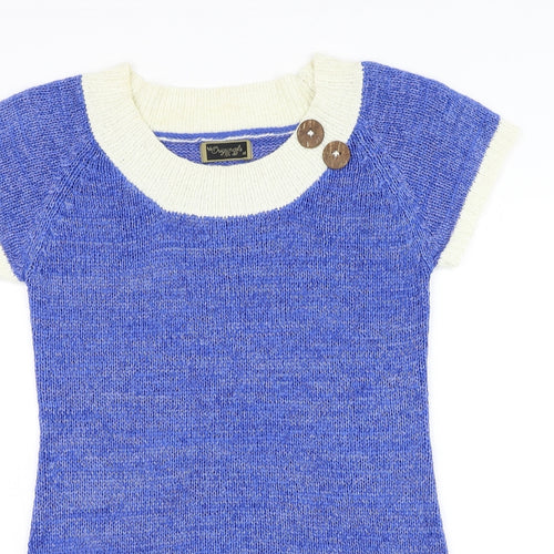 Originals Womens Blue Scoop Neck Acrylic Pullover Jumper Size M