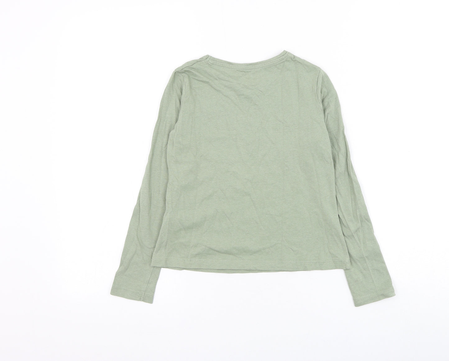 Primark Girls Green Cotton Basic T-Shirt Size 8-9 Years Round Neck Pullover - Believe In Yourself