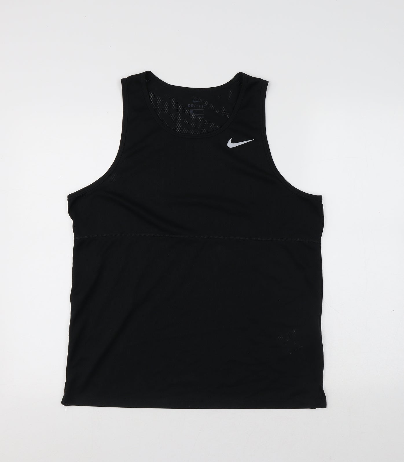 Nike Mens Black Polyester Basic Tank Size L Round Neck