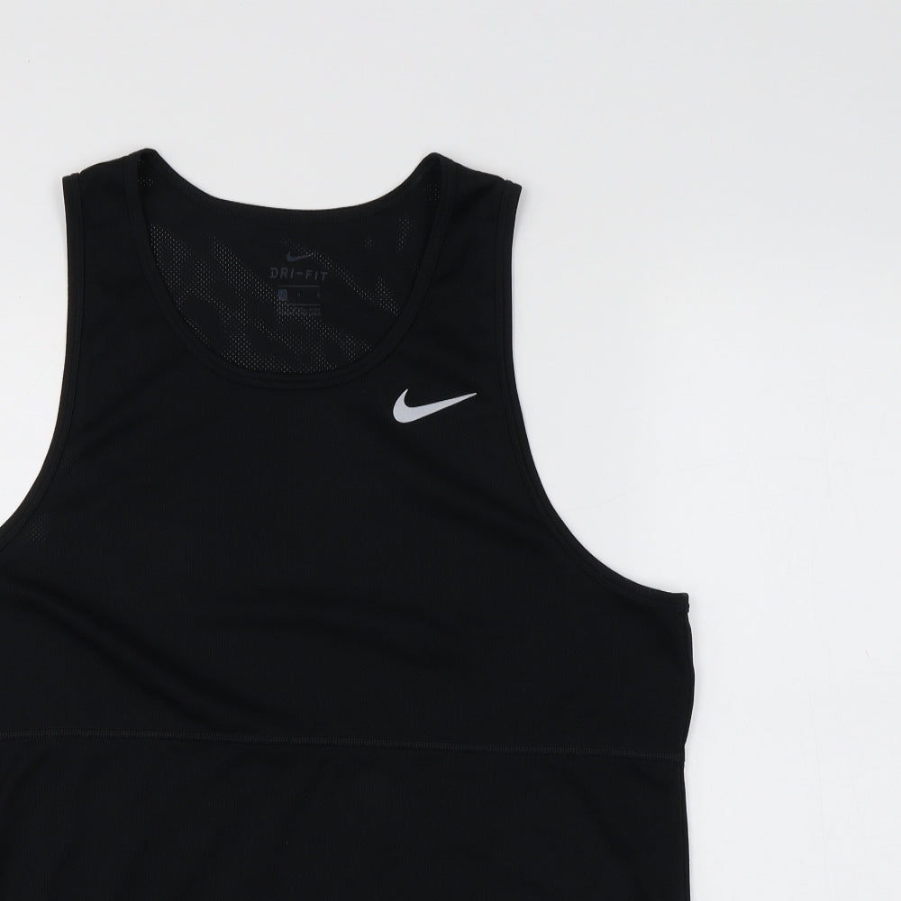 Nike Mens Black Polyester Basic Tank Size L Round Neck