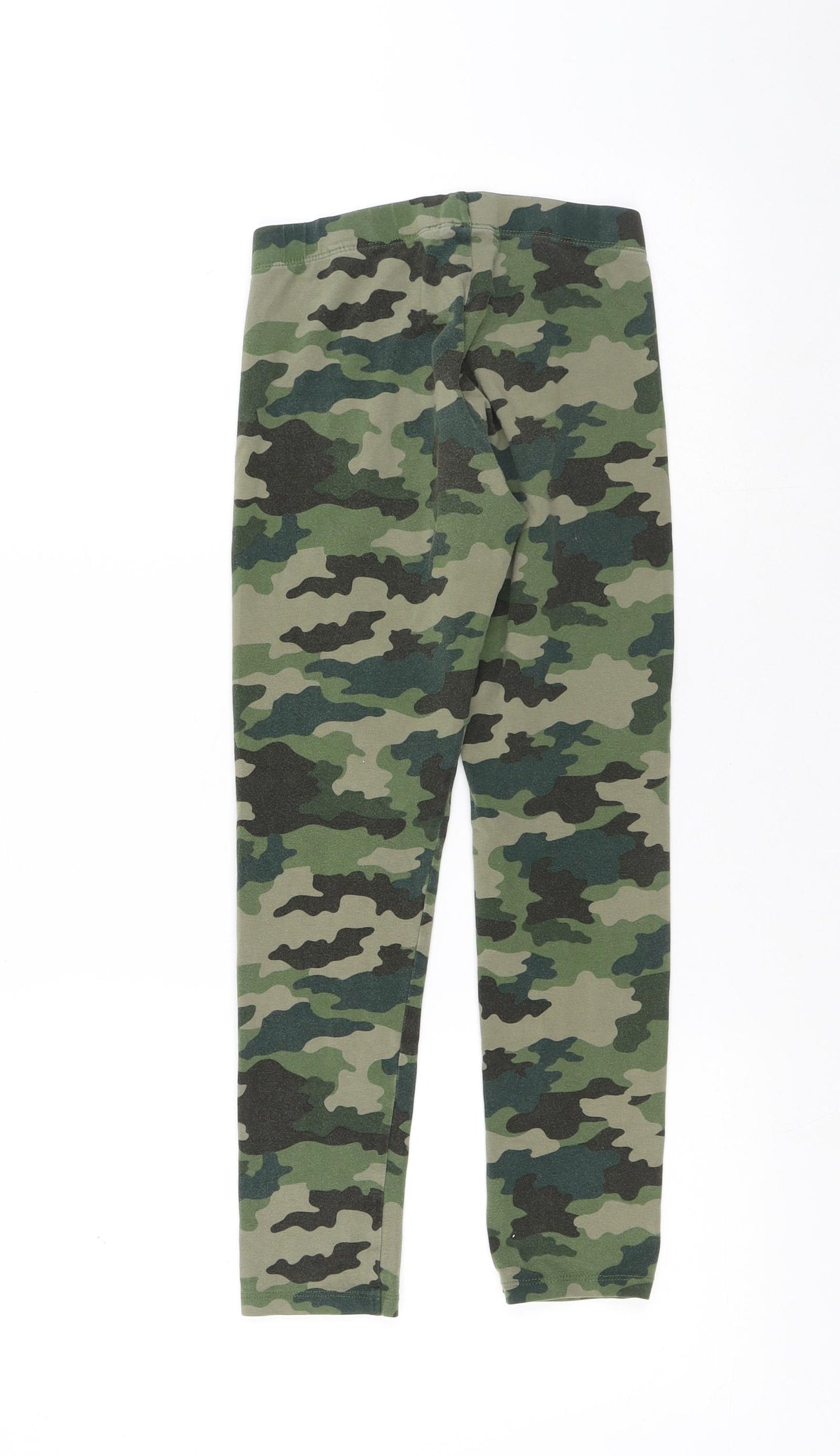 Marks and Spencer Girls Green Camouflage Cotton Jogger Trousers Size 10-11 Years Regular - Leggings