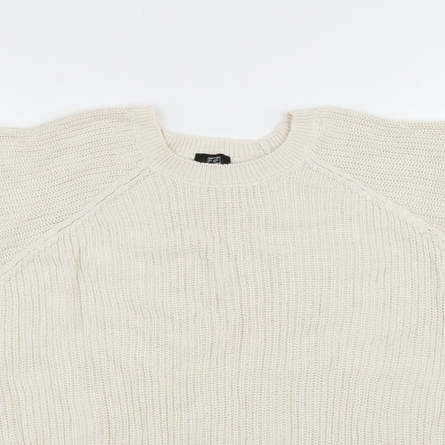 F&F Womens White Round Neck Polyester Pullover Jumper Size 12