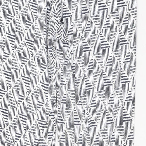 Preworn Womens White Geometric Polyester Chino Trousers Size 30 in L28 in Regular Zip