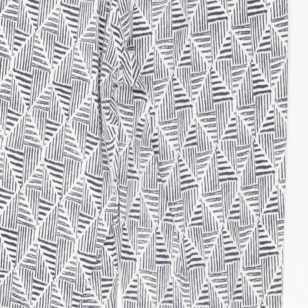 Preworn Womens White Geometric Polyester Chino Trousers Size 30 in L28 in Regular Zip