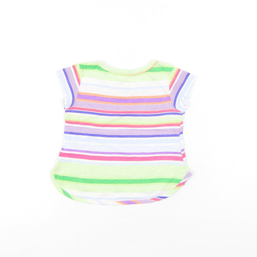 Gap Girls Multicoloured Striped Cotton Basic T-Shirt Size 12-18 Months Round Neck