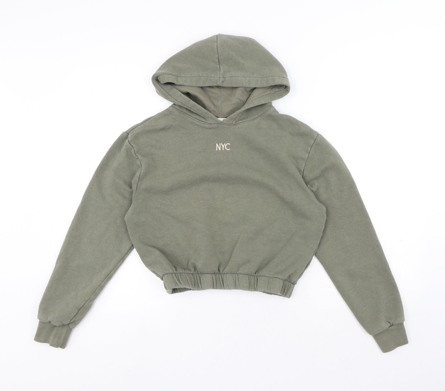 H&M Girls Green Polyester Pullover Hoodie Size 12-13 Years - NYC