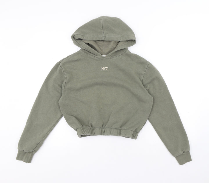 H&M Girls Green Polyester Pullover Hoodie Size 12-13 Years - NYC
