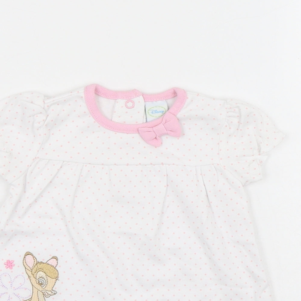 Disney Girls White Geometric Cotton Cami Dress Size 3-6 Months Snap - Bambi