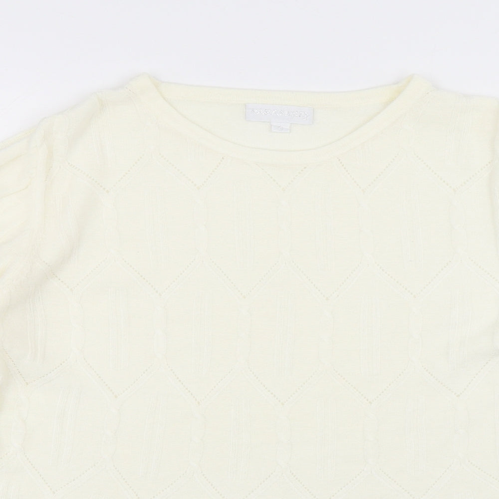 PARAMOUR Womens White Round Neck Acrylic Pullover Jumper Size S