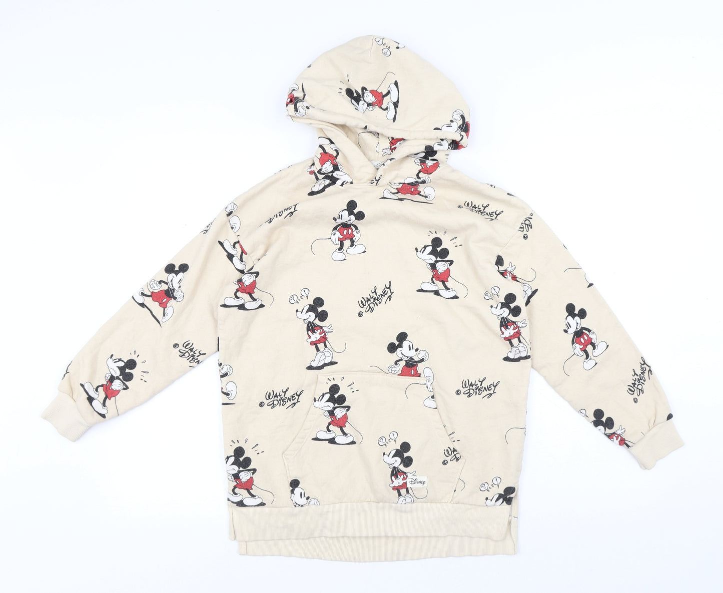 H&M Girls Beige Geometric Polyester Pullover Hoodie Size 10-11 Years - Mickey Mouse