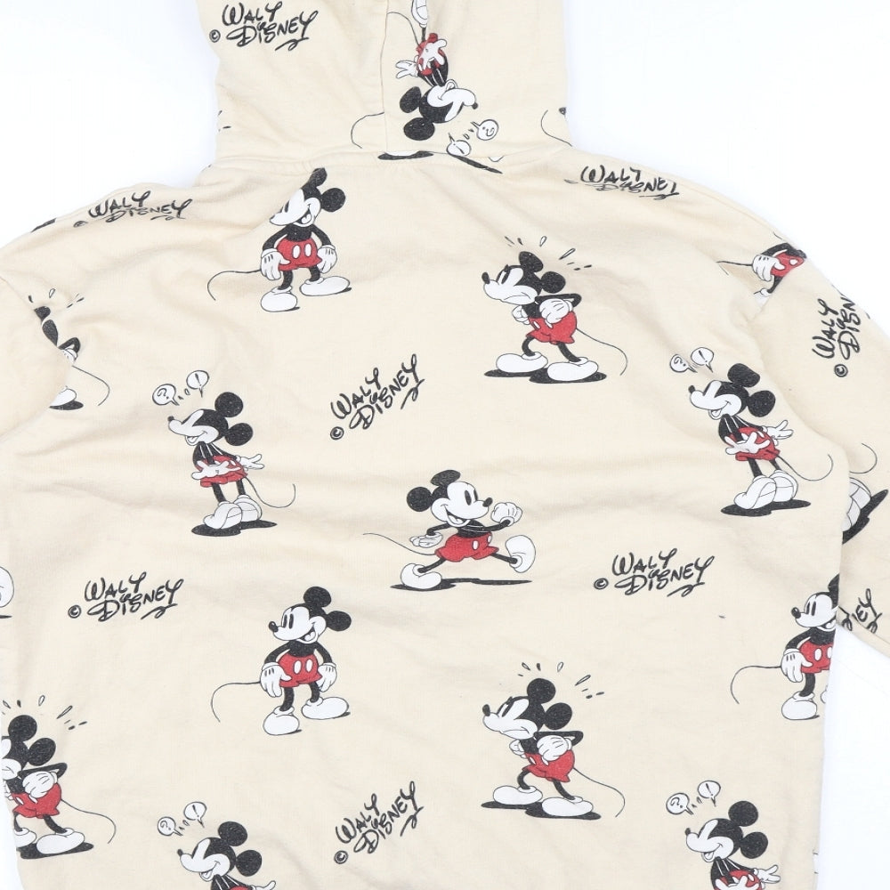 H&M Girls Beige Geometric Polyester Pullover Hoodie Size 10-11 Years - Mickey Mouse