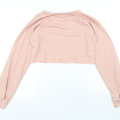PRETTYLITTLETHING Womens Pink Cotton Pullover Sweatshirt Size 6 - Cropped