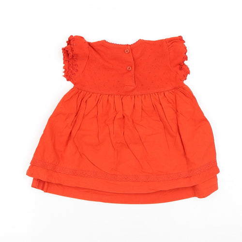 NEXT Girls Red Cotton A-Line Size 3-6 Months Round Neck Button