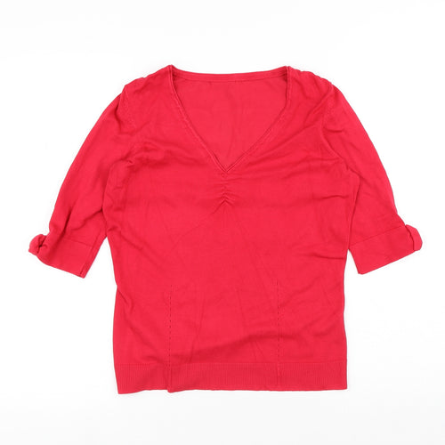 Coast Womens Red Viscose Basic T-Shirt Size M V-Neck