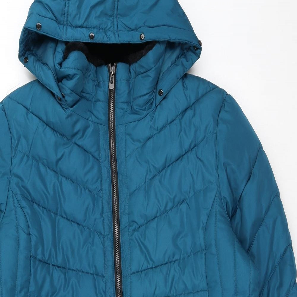 Bonmarché Womens Blue Quilted Coat Size 20 Zip