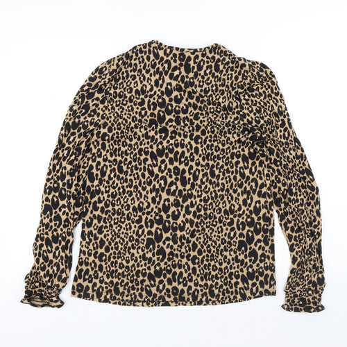 NEXT Womens Multicoloured Animal Print Viscose Basic T-Shirt Size 6 Round Neck - Leopard Print