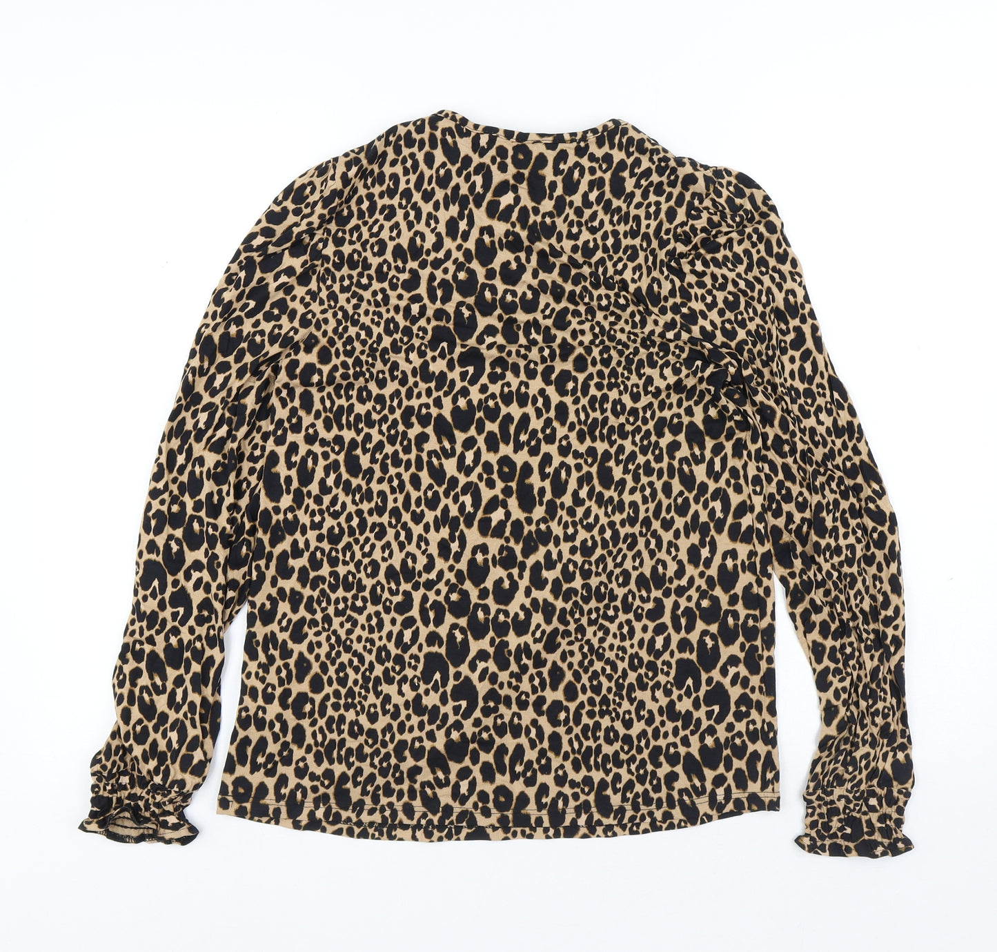 NEXT Womens Multicoloured Animal Print Viscose Basic T-Shirt Size 6 Round Neck - Leopard Print