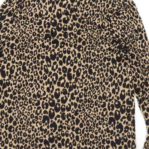 NEXT Womens Multicoloured Animal Print Viscose Basic T-Shirt Size 6 Round Neck - Leopard Print