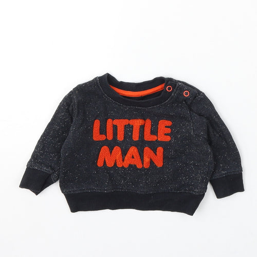 Earlydays Boys Black Cotton Pullover Jumper Size 3-6 Months Snap - Little Man