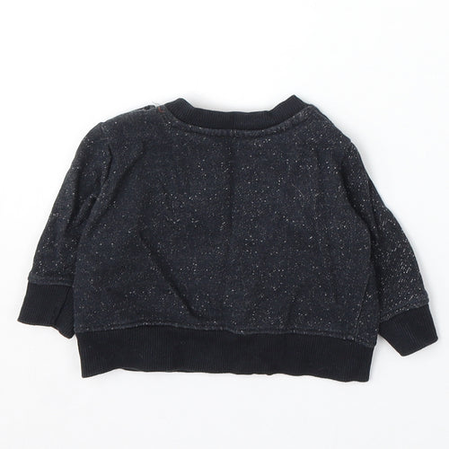 Earlydays Boys Black Cotton Pullover Jumper Size 3-6 Months Snap - Little Man