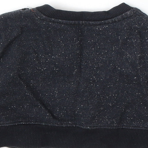 Earlydays Boys Black Cotton Pullover Jumper Size 3-6 Months Snap - Little Man
