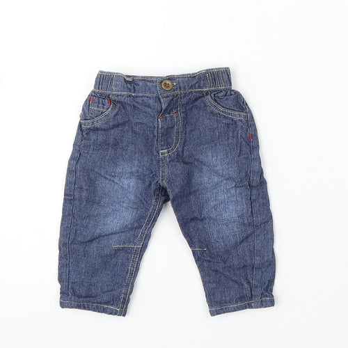 Dunnes Stores Boys Blue Cotton Cargo Trousers Size 3-6 Months Button