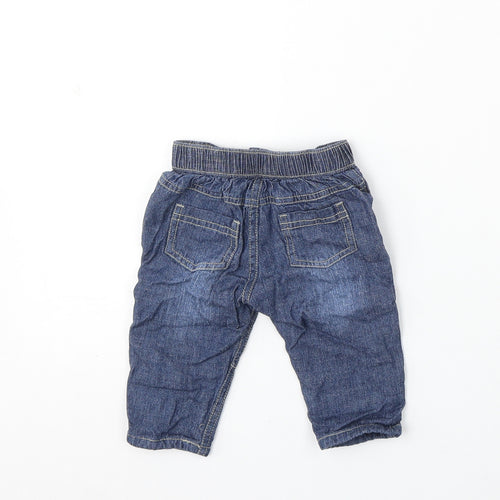 Dunnes Stores Boys Blue Cotton Cargo Trousers Size 3-6 Months Button