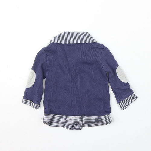 George Boys Blue Striped Cotton Cardigan Jumper Size 3-6 Months Button