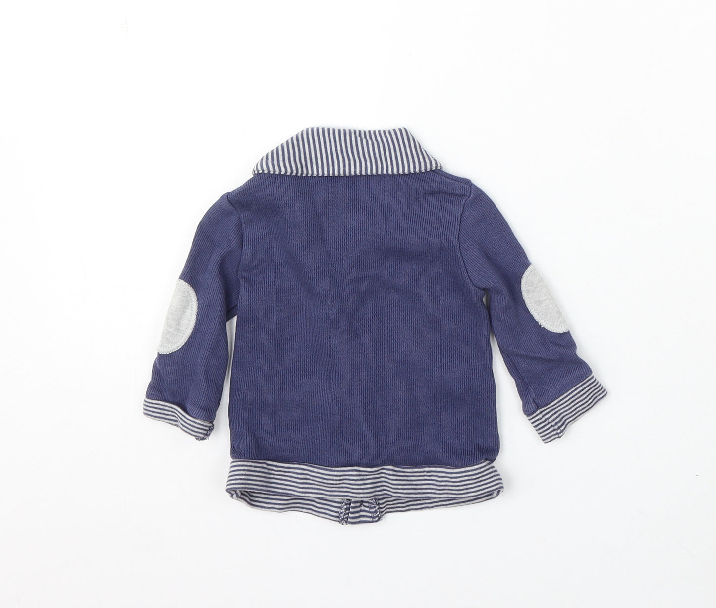 George Boys Blue Striped Cotton Cardigan Jumper Size 3-6 Months Button