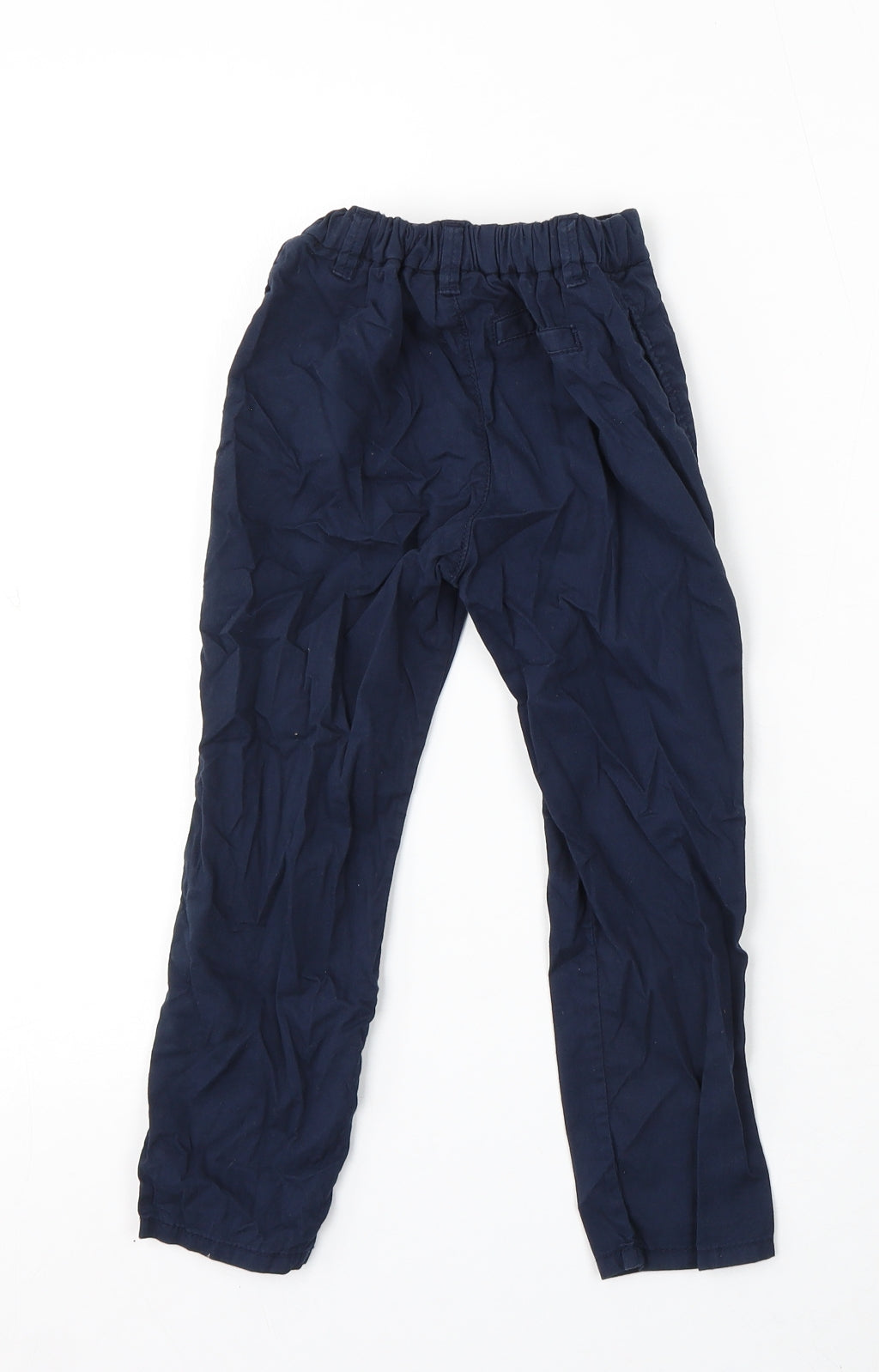 H&M Boys Blue Cotton Chino Trousers Size 4-5 Years Regular Button