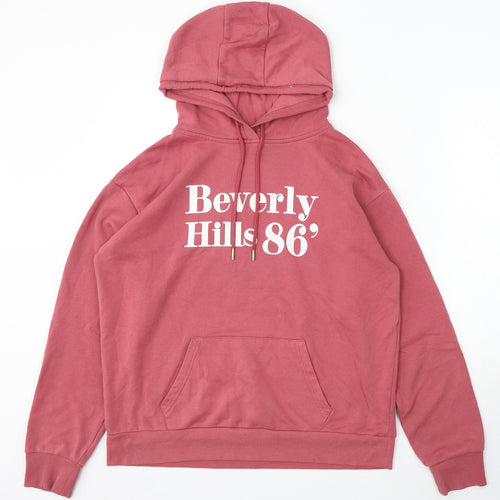 Primark Womens Red Cotton Pullover Hoodie Size 10 Drawstring - Beverly Hills