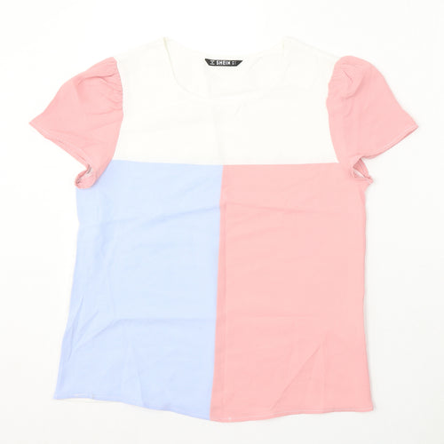SheIn Womens Multicoloured Viscose Basic T-Shirt Size S Round Neck