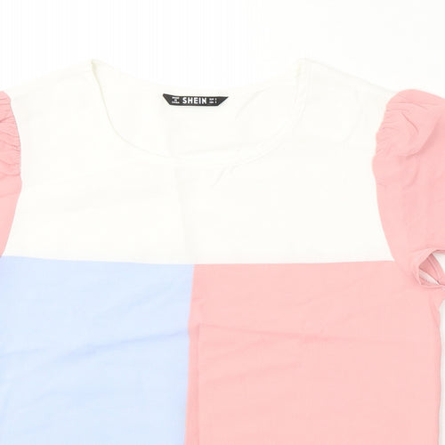SheIn Womens Multicoloured Viscose Basic T-Shirt Size S Round Neck