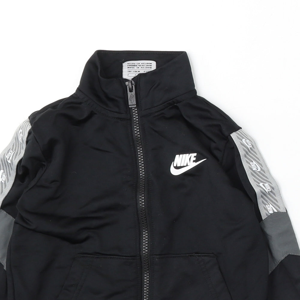 Nike Boys Black Polyester Full Zip Sweatshirt Size 4-5 Years Zip