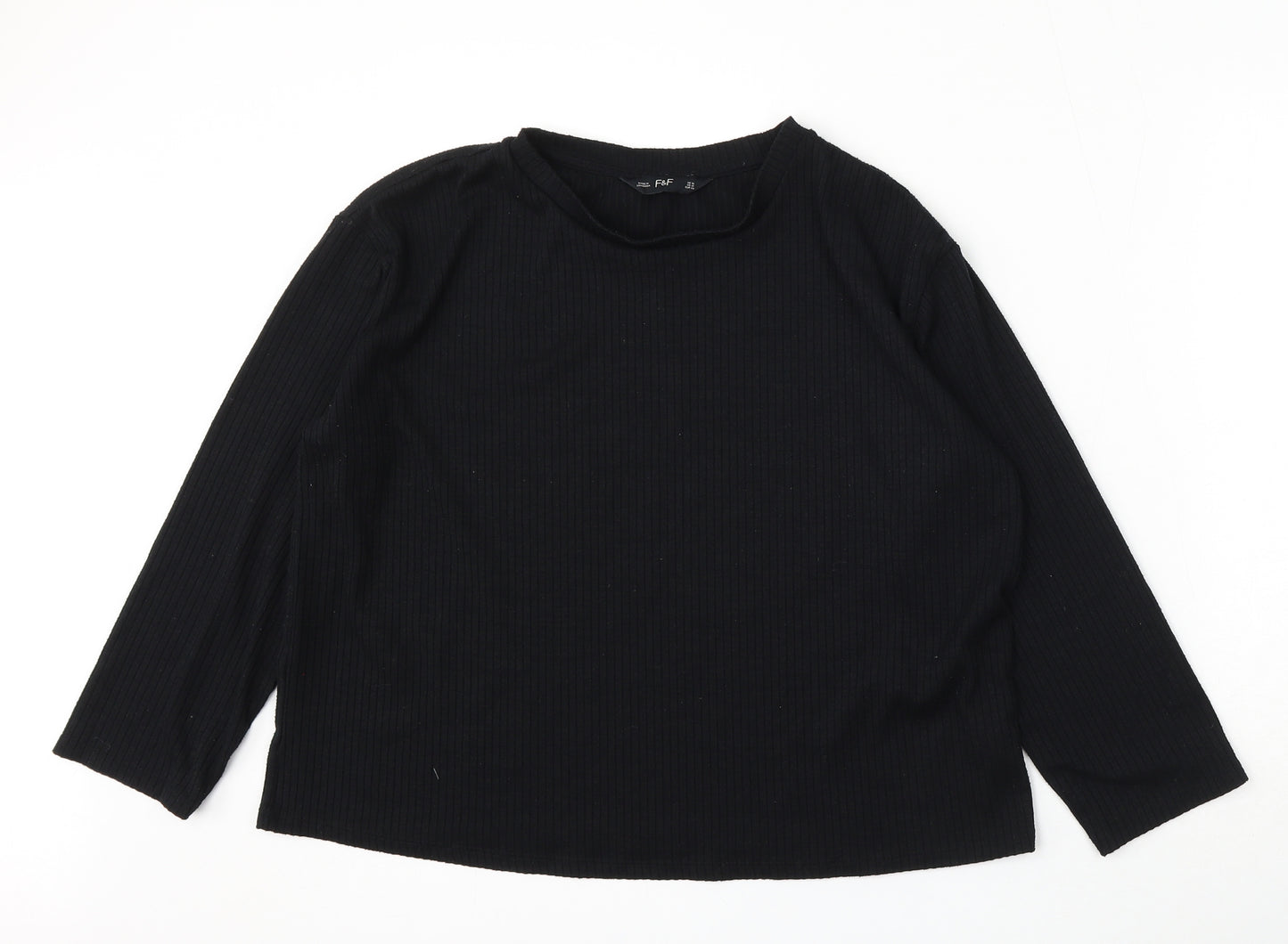 F&F Womens Black Round Neck Polyester Pullover Jumper Size 16