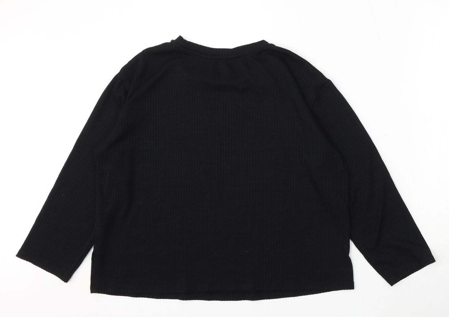 F&F Womens Black Round Neck Polyester Pullover Jumper Size 16