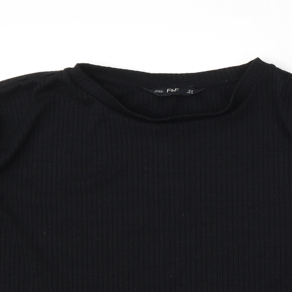 F&F Womens Black Round Neck Polyester Pullover Jumper Size 16
