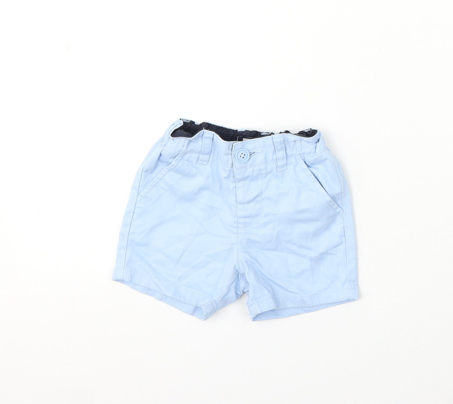 NEXT Boys Blue Cotton Cropped Trousers Size 9-12 Months Button - Shorts