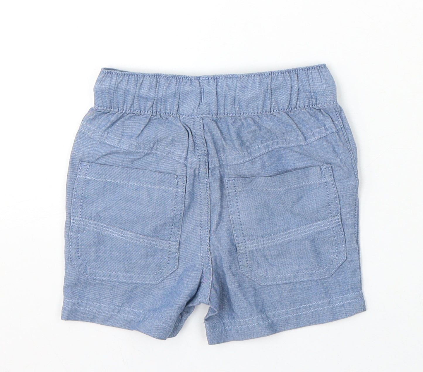 F&F Boys Blue Cotton Cropped Trousers Size 12-18 Months Drawstring - Shorts
