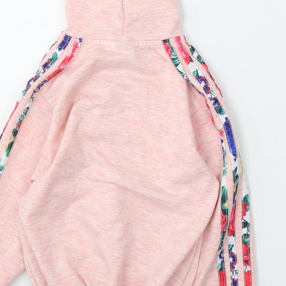 adidas Girls Pink Cotton Full Zip Hoodie Size 6 Years Zip