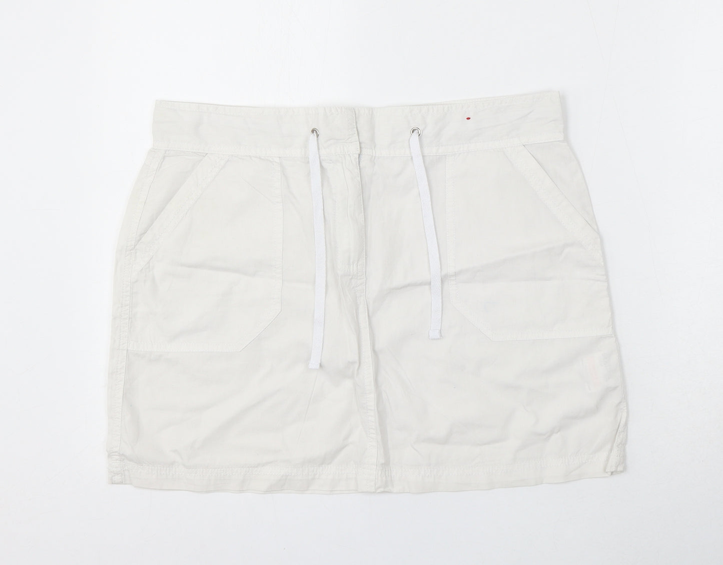 Denim Co Womens White Cotton Mini Skirt Size 14 Hook & Eye