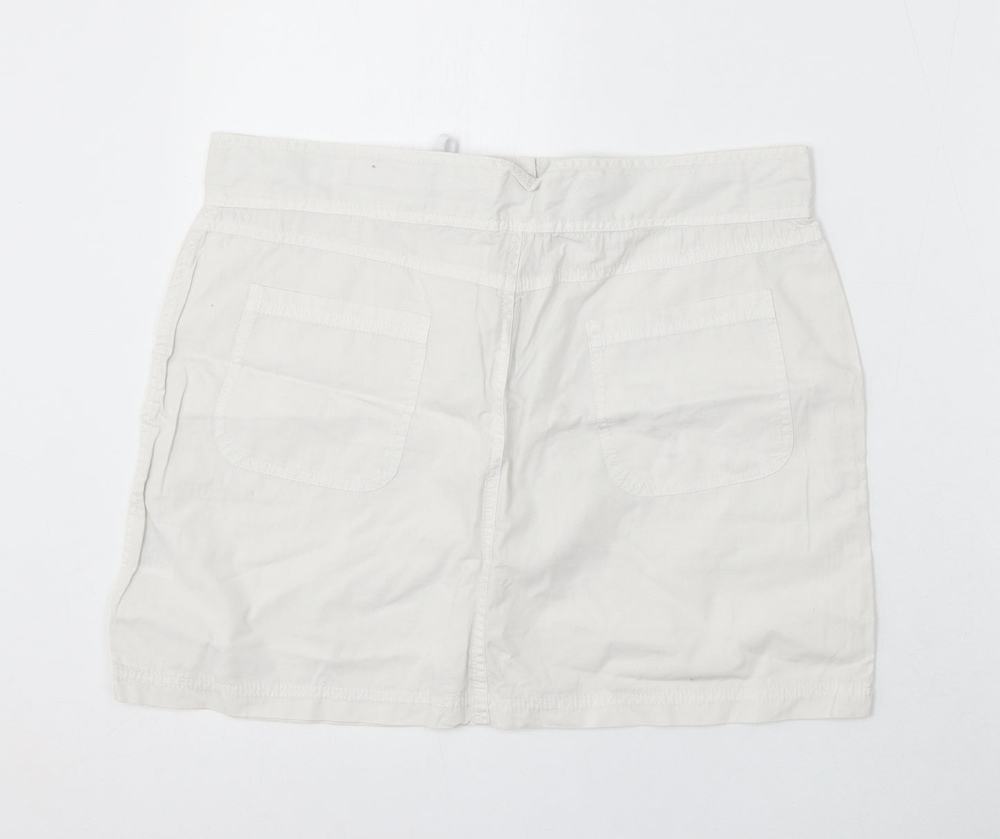 Denim Co Womens White Cotton Mini Skirt Size 14 Hook & Eye
