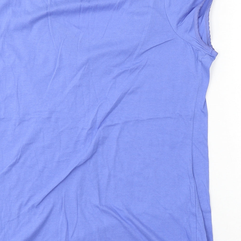 Marks and Spencer Womens Blue Cotton Basic T-Shirt Size 16 Scoop Neck