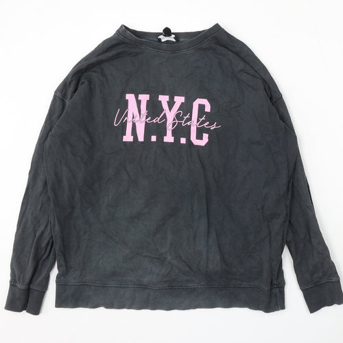 New Look Womens Grey Cotton Pullover Sweatshirt Size S - N.Y.C