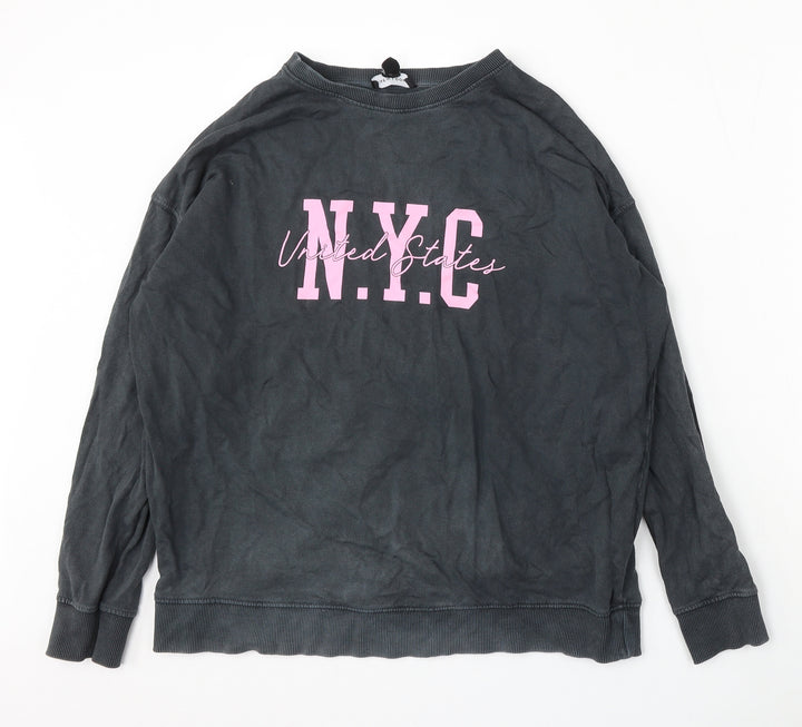 New Look Womens Grey Cotton Pullover Sweatshirt Size S - N.Y.C